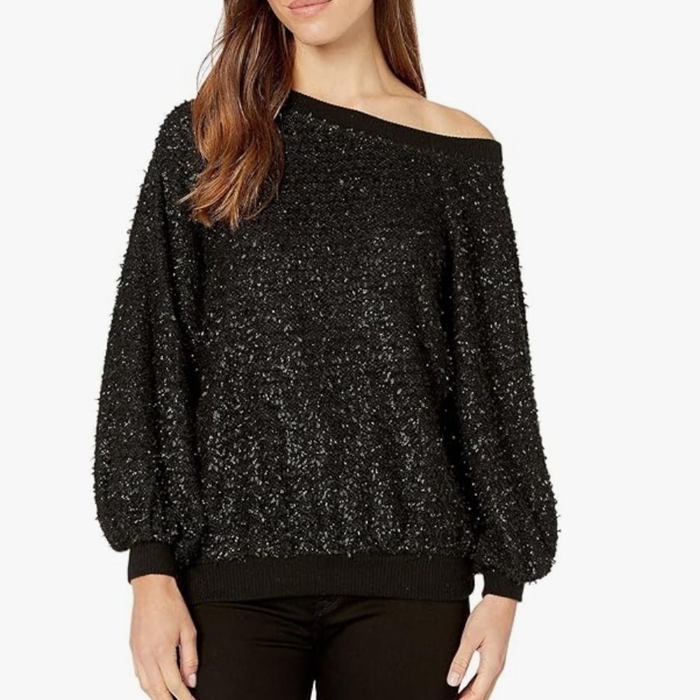 Off the shoulder glitter sweater